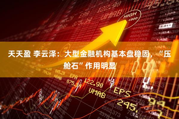 天天盈 李云泽：大型金融机构基本盘稳固，“压舱石”作用明显